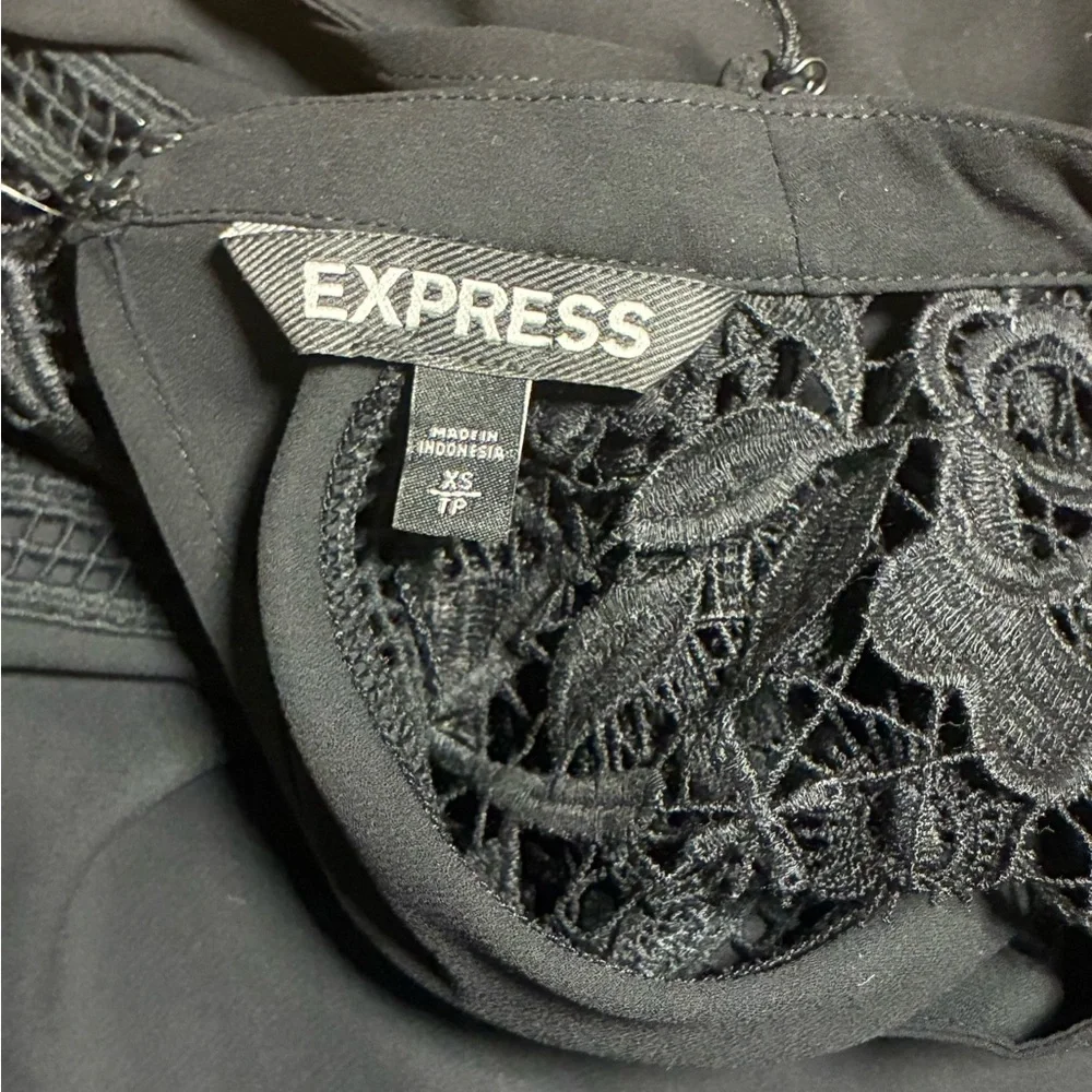 EXPRESS | Black Lace Accent Women's Blouse - Picture 5 of 7